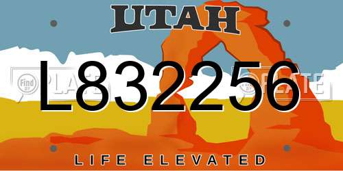 L832256 Utah License Plate