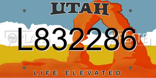 L832286 Utah License Plate