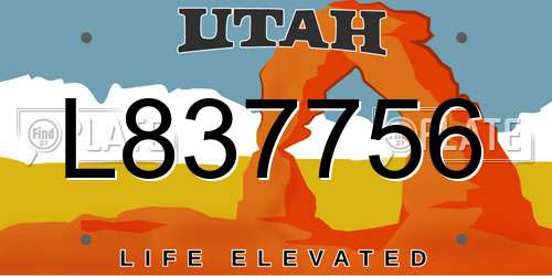 L837756 Utah License Plate
