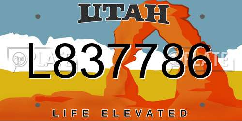 L837786 Utah License Plate
