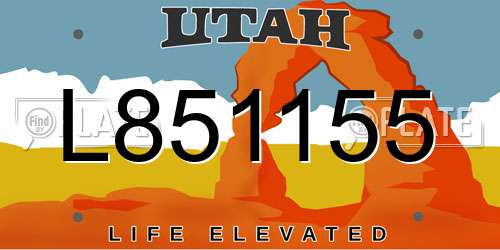 L851155 Utah License Plate