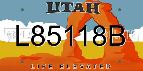 L85118B Utah License Plate
