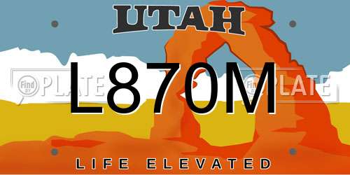 L870M Utah License Plate