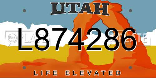 L874286 Utah License Plate