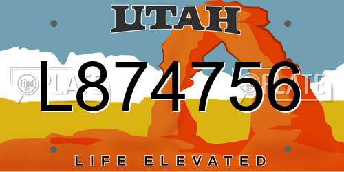 L874756 Utah License Plate