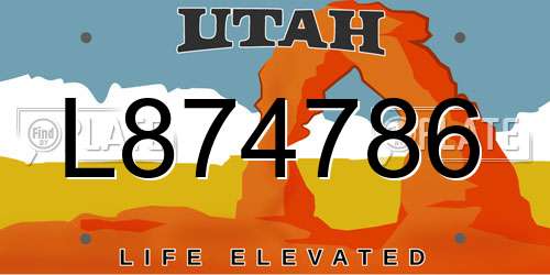 L874786 Utah License Plate