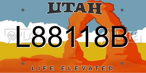 L88118B Utah License Plate