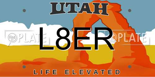 L8ER Utah License Plate