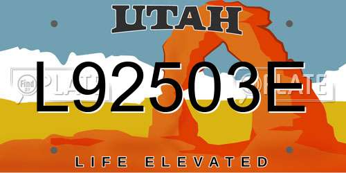 L92503E Utah License Plate