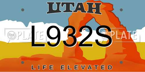 L932S Utah License Plate