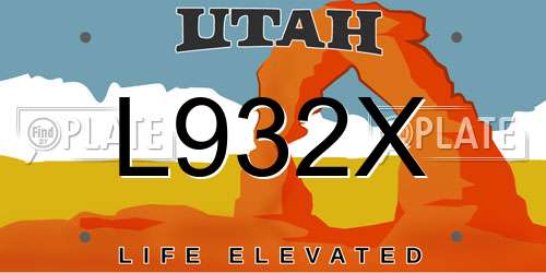 L932X Utah License Plate