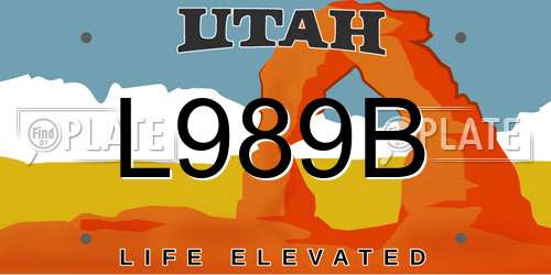 L989B Utah License Plate