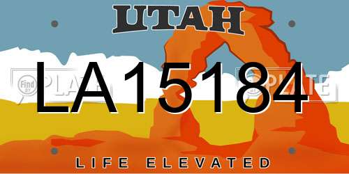 LA15184 Utah License Plate
