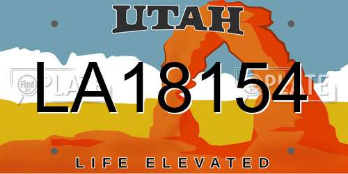 LA18154 Utah License Plate