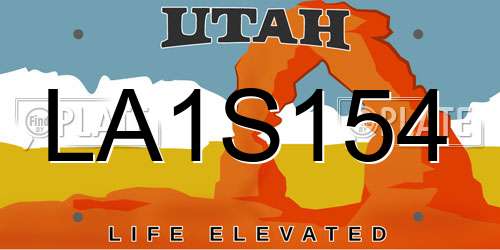 LA1S154 Utah License Plate