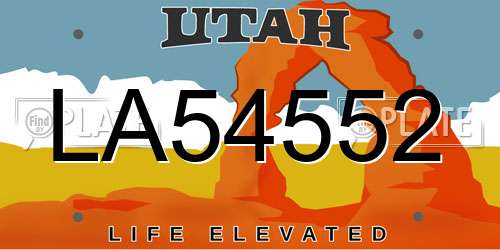 LA54552 Utah License Plate