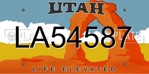 LA54587 Utah License Plate