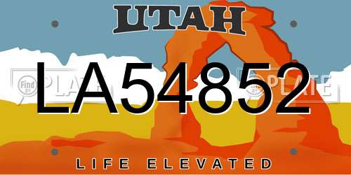 LA54852 Utah License Plate