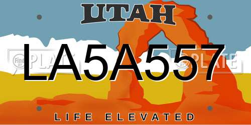 LA5A557 Utah License Plate