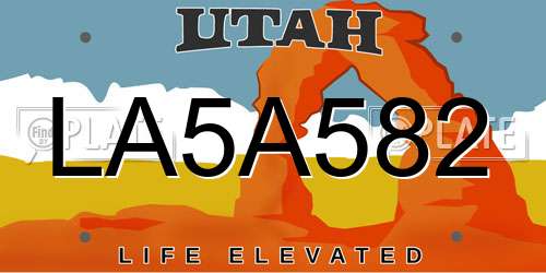 LA5A582 Utah License Plate