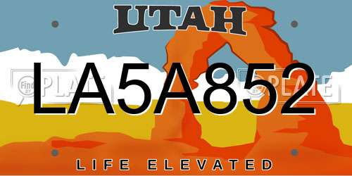 LA5A852 Utah License Plate