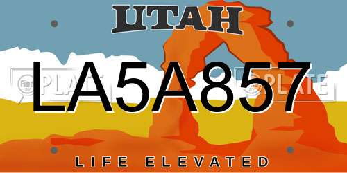 LA5A857 Utah License Plate