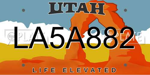 LA5A882 Utah License Plate
