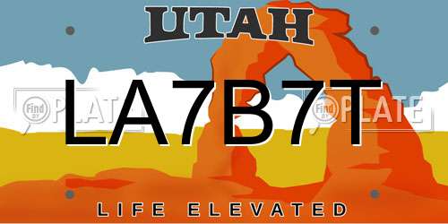 LA7B7T Utah License Plate