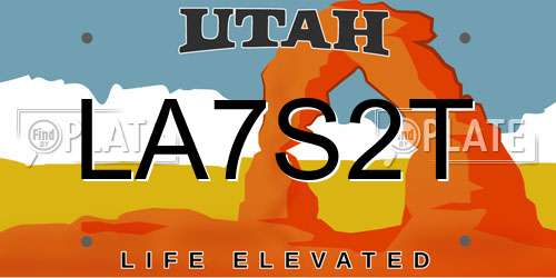 LA7S2T Utah License Plate