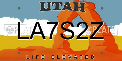 LA7S2Z Utah License Plate
