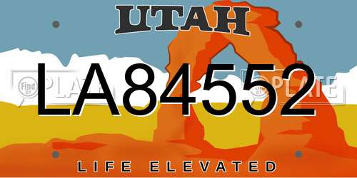 LA84552 Utah License Plate