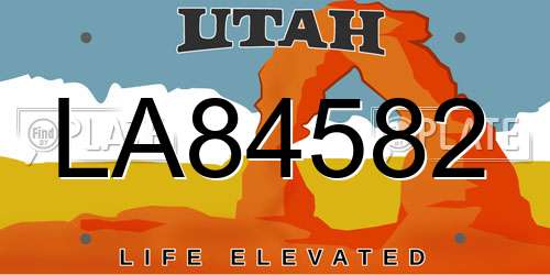 LA84582 Utah License Plate