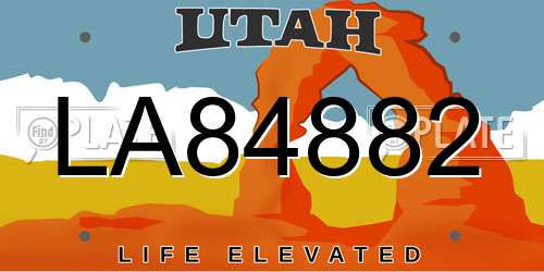 LA84882 Utah License Plate