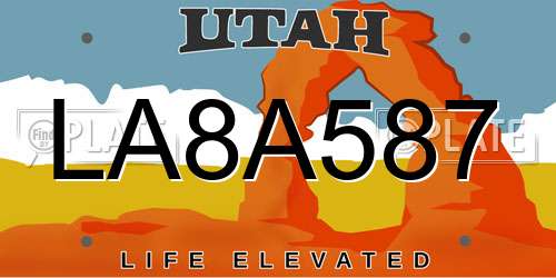 LA8A587 Utah License Plate