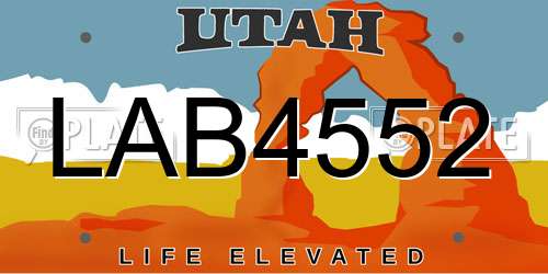 LAB4552 Utah License Plate
