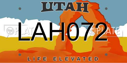 LAH072 Utah License Plate