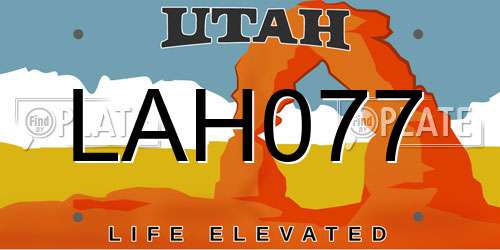 LAH077 Utah License Plate