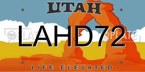 LAHD72 Utah License Plate