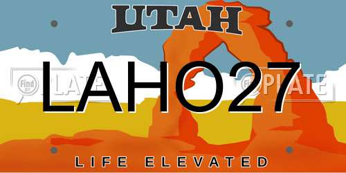 LAHO27 Utah License Plate