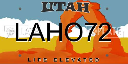 LAHO72 Utah License Plate