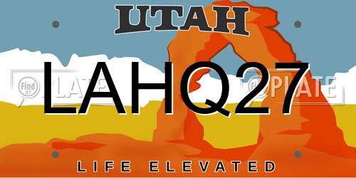 LAHQ27 Utah License Plate