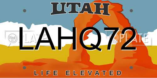 LAHQ72 Utah License Plate