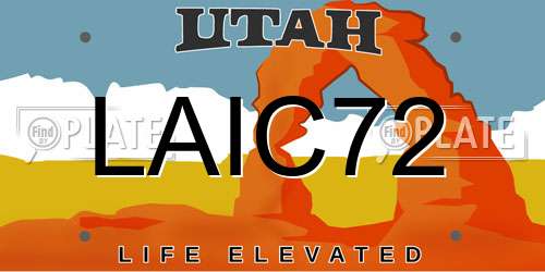 LAIC72 Utah License Plate