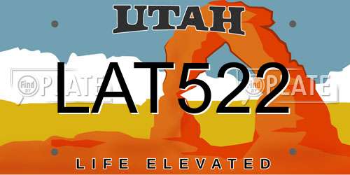 LAT522 Utah License Plate