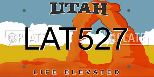 LAT527 Utah License Plate