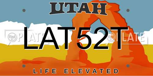 LAT52T Utah License Plate
