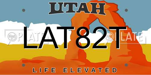 LAT82T Utah License Plate