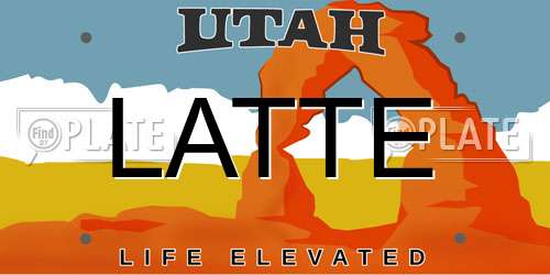 LATTE Utah License Plate
