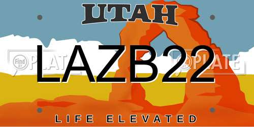 LAZB22 Utah License Plate