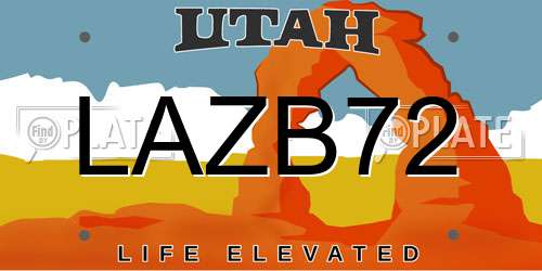 LAZB72 Utah License Plate